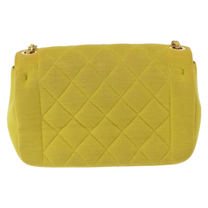 【日本直送】香奈兒絎縫鏈條肩背包 棉質 金 CC 標誌 Auth 156510V-1