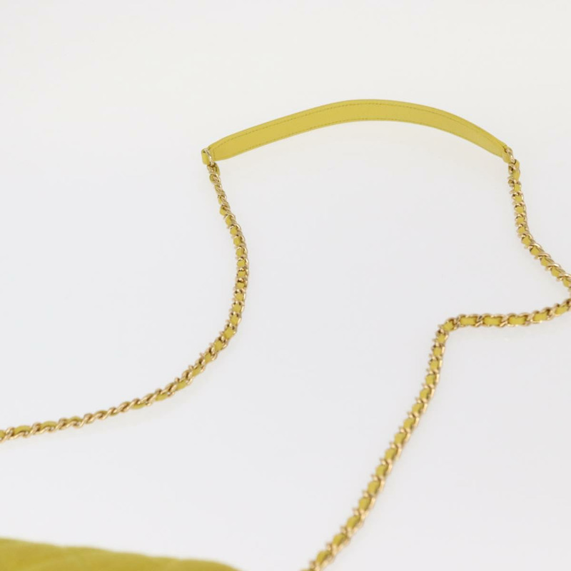 【日本直送】香奈兒絎縫鏈條肩背包 棉質 金 CC 標誌 Auth 156510V-13