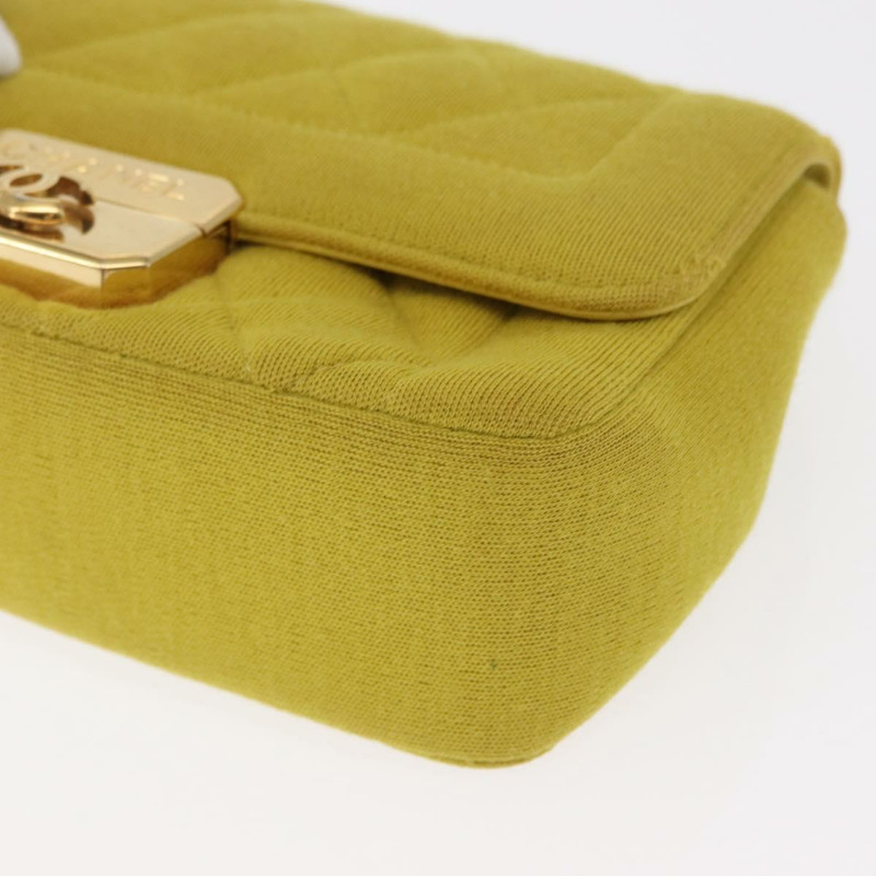 【日本直送】香奈兒絎縫鏈條肩背包 棉質 金 CC 標誌 Auth 156510V-14