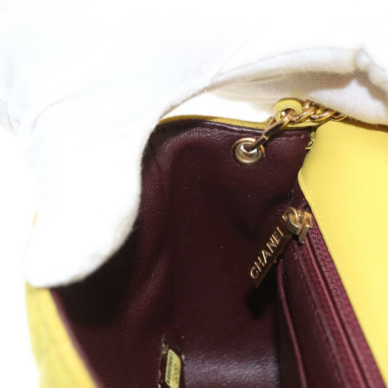 【日本直送】香奈兒絎縫鏈條肩背包 棉質 金 CC 標誌 Auth 156510V-21