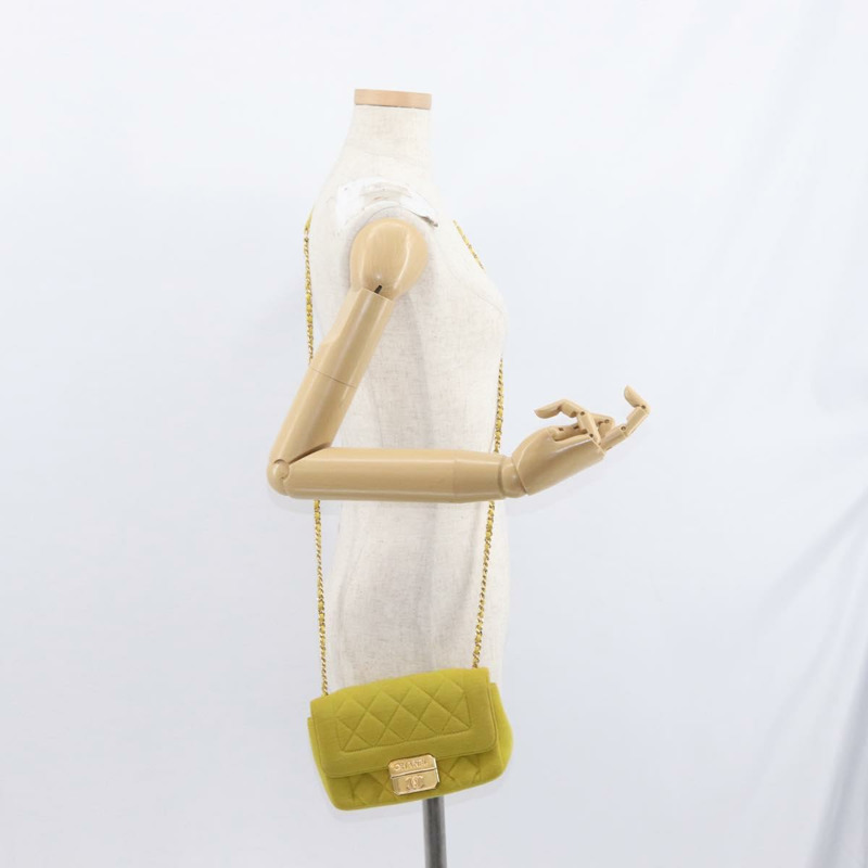 【日本直送】香奈兒絎縫鏈條肩背包 棉質 金 CC 標誌 Auth 156510V-24