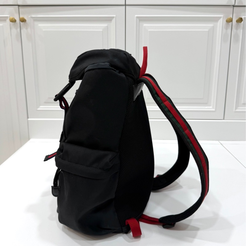 gucci 古馳 黑色 尼龍 帆布 虎頭 條紋 後背包 雙肩包 肩背包-8