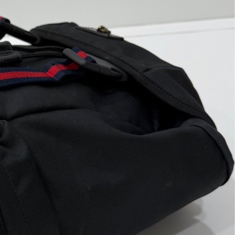 gucci 古馳 黑色 尼龍 帆布 虎頭 條紋 後背包 雙肩包 肩背包-17