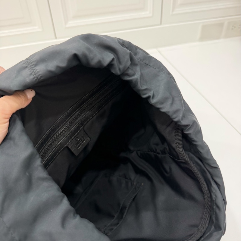 gucci 古馳 黑色 尼龍 帆布 虎頭 條紋 後背包 雙肩包 肩背包-26