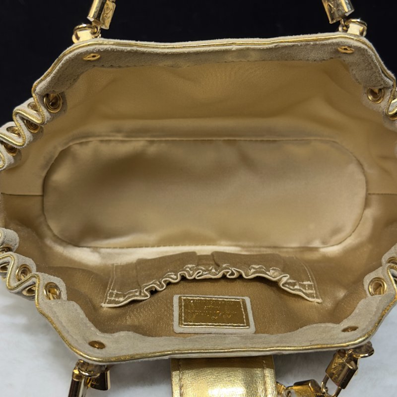 LOUIS VUITTON Theda PM 麂皮金邊餃子包-8