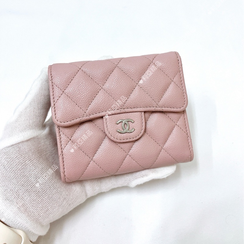 莉亞精品♡Chanel AP0231 背拉三折短夾 粉 二手-1