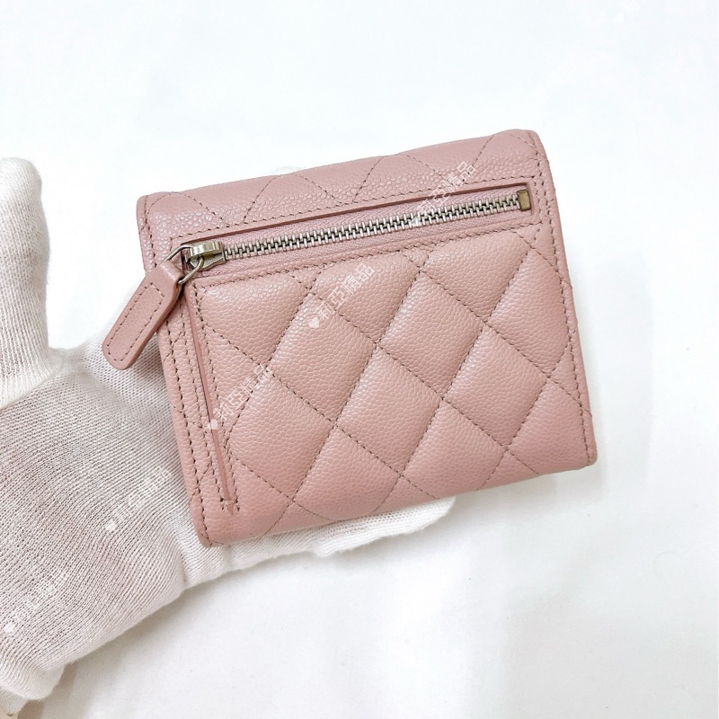 莉亞精品♡Chanel AP0231 背拉三折短夾 粉 二手-2