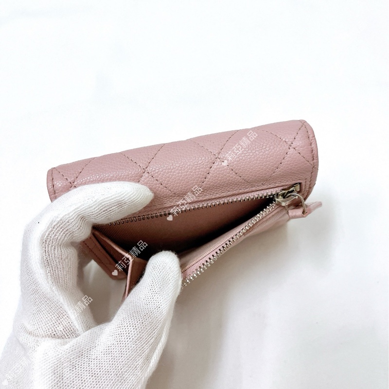 莉亞精品♡Chanel AP0231 背拉三折短夾 粉 二手-3