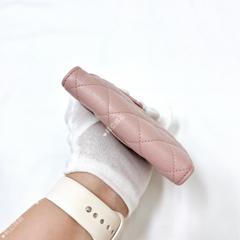 莉亞精品♡Chanel AP0231 背拉三折短夾 粉 二手-9