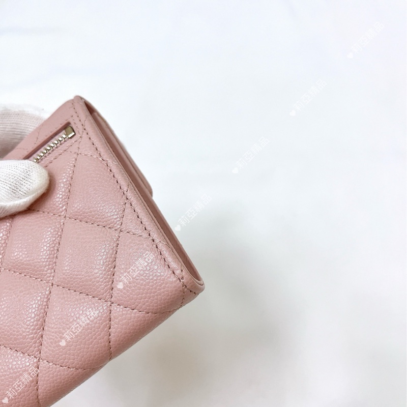 莉亞精品♡Chanel AP0231 背拉三折短夾 粉 二手-11