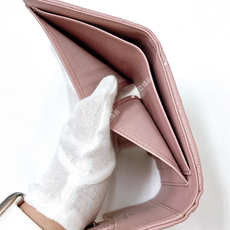 莉亞精品♡Chanel AP0231 背拉三折短夾 粉 二手-12