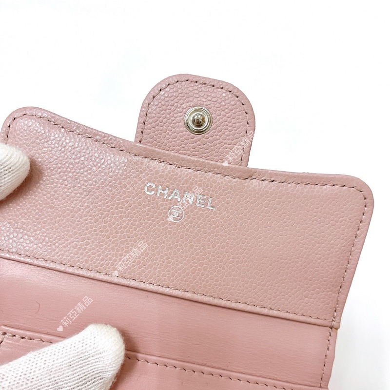莉亞精品♡Chanel AP0231 背拉三折短夾 粉 二手-13