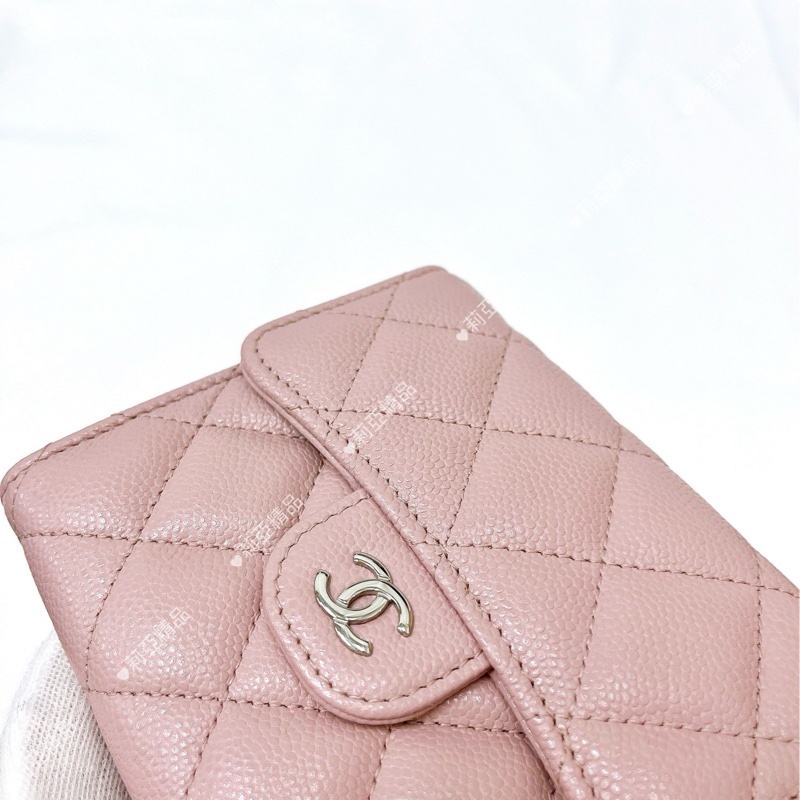 莉亞精品♡Chanel AP0231 背拉三折短夾 粉 二手-14