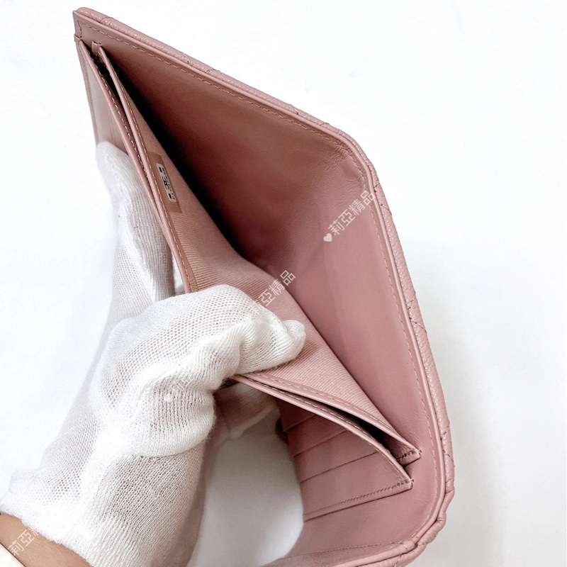 莉亞精品♡Chanel AP0231 背拉三折短夾 粉 二手-15