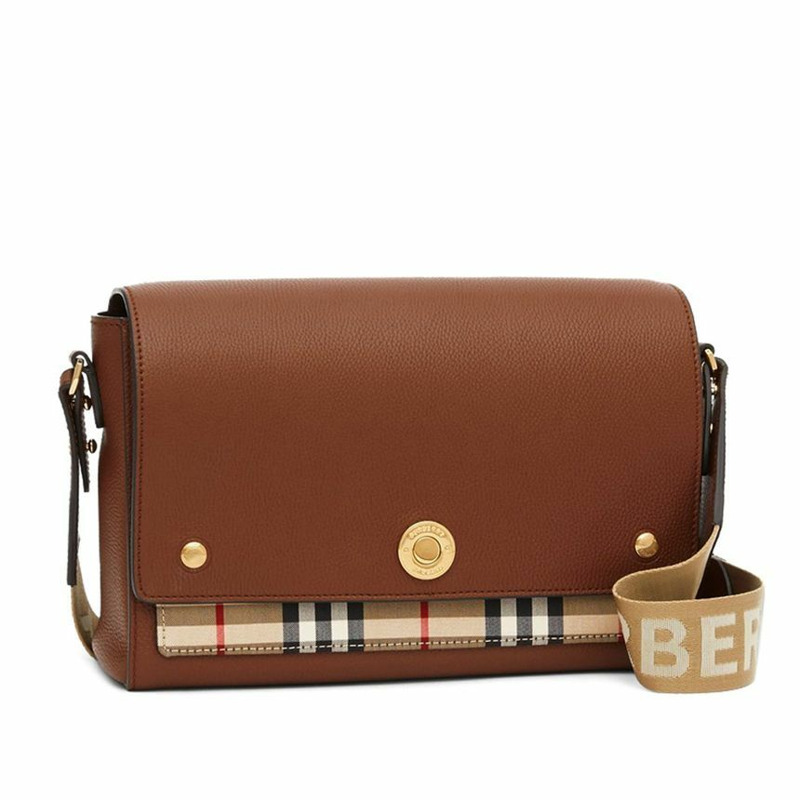 BURBERRY 復古格紋皮革斜背包 8021111-2