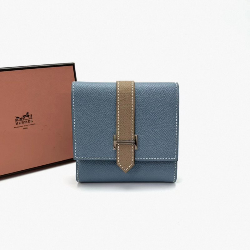 HERMES拼色銀扣短款錢包 10*10*1 99新配件盒子-0