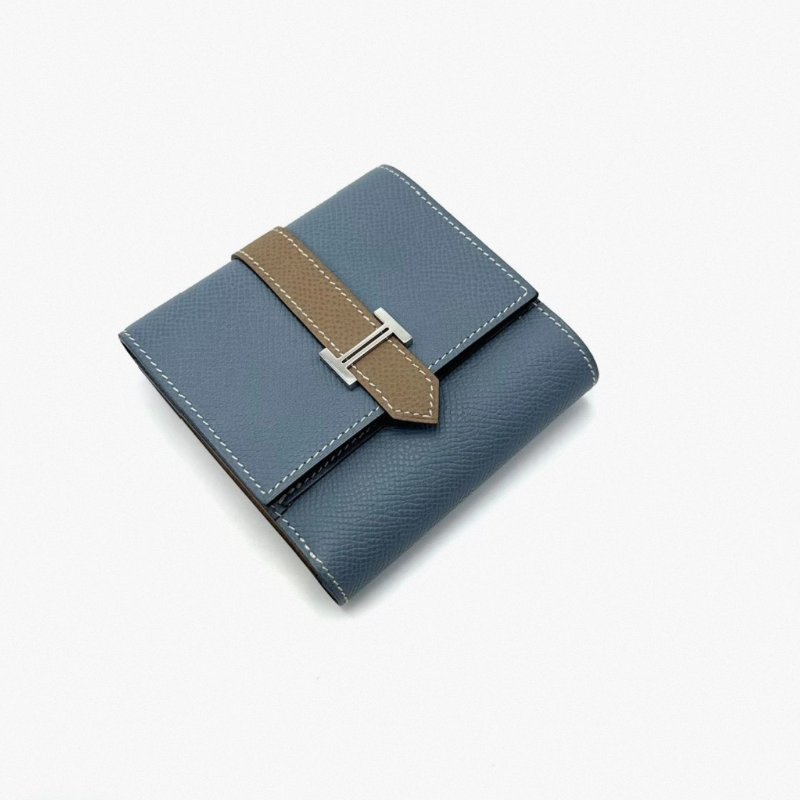 HERMES拼色銀扣短款錢包 10*10*1 99新配件盒子-1