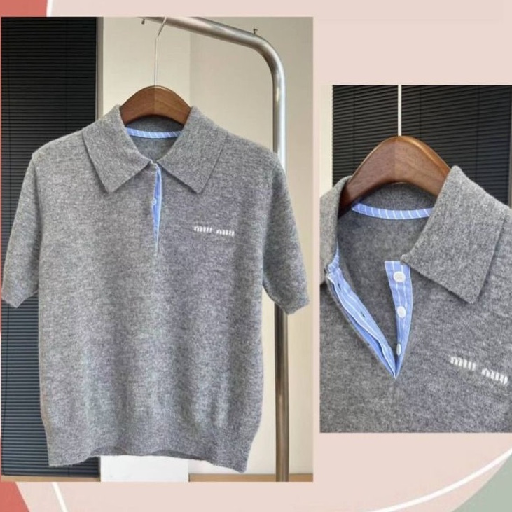 miumiu 羊絨polo毛衣襯衫-0