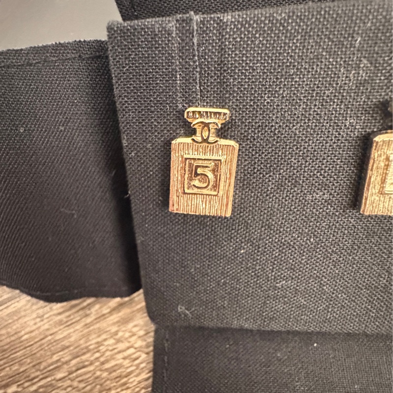 Chanel No.5號限量絕版香水瓶 logo淡金釦耳針 耳環-9