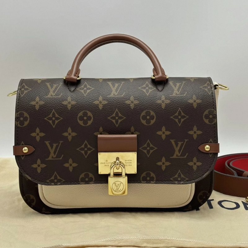 LV 經典老花Vaugirard手提肩背斜背鎖頭包芯片款26*19*9 98新配件塵袋鎖-1