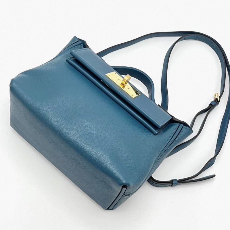 HERMES鴨子藍金扣2424mini手提肩背斜背包21*16*11 98新配件塵袋-1