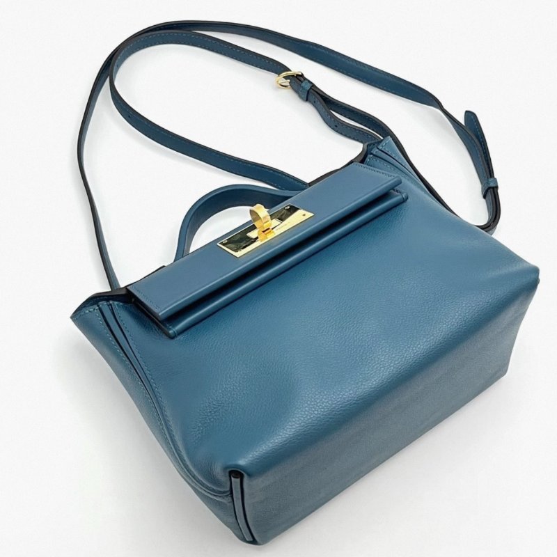HERMES鴨子藍金扣2424mini手提肩背斜背包21*16*11 98新配件塵袋-2