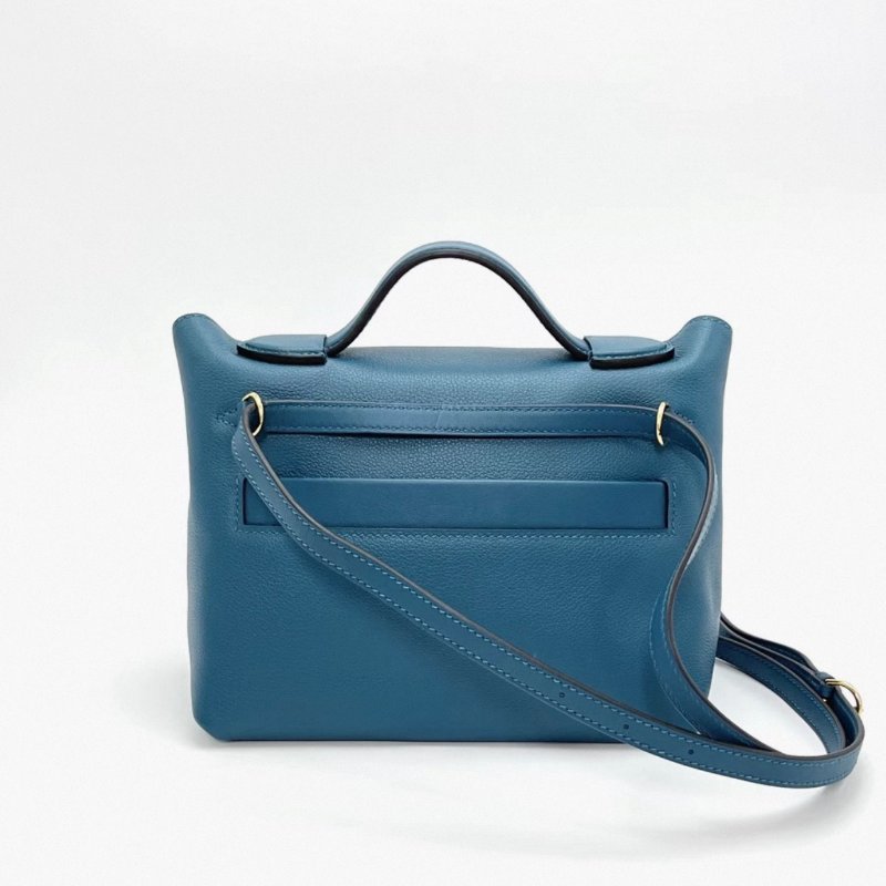 HERMES鴨子藍金扣2424mini手提肩背斜背包21*16*11 98新配件塵袋-5