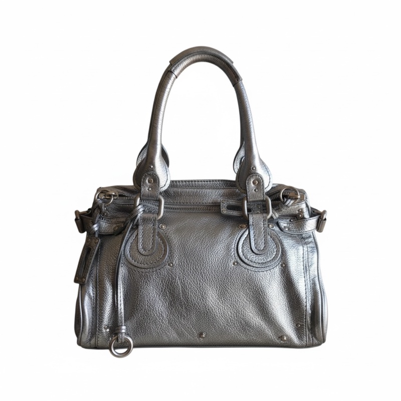 Chloe Paddington帕丁頓銀色金屬質感鎖頭包-1