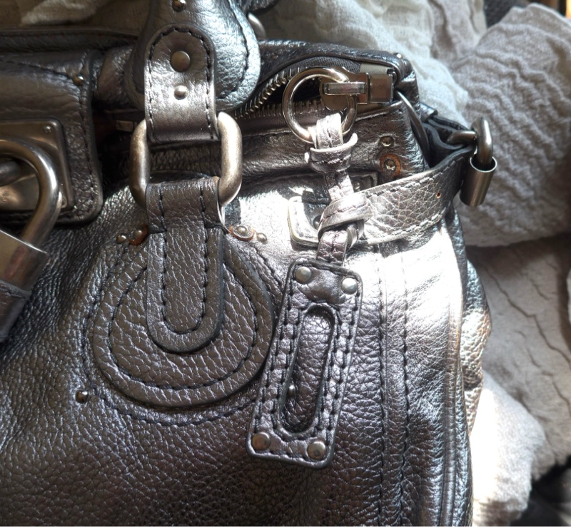 Chloe Paddington帕丁頓銀色金屬質感鎖頭包-3