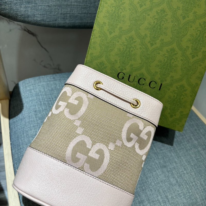 ｛🎀全新未使用 夢幻水桶💫｝*SHIHNA名牌精品* GUCCI  jumbo GG mini 水桶包 （粉色）-1