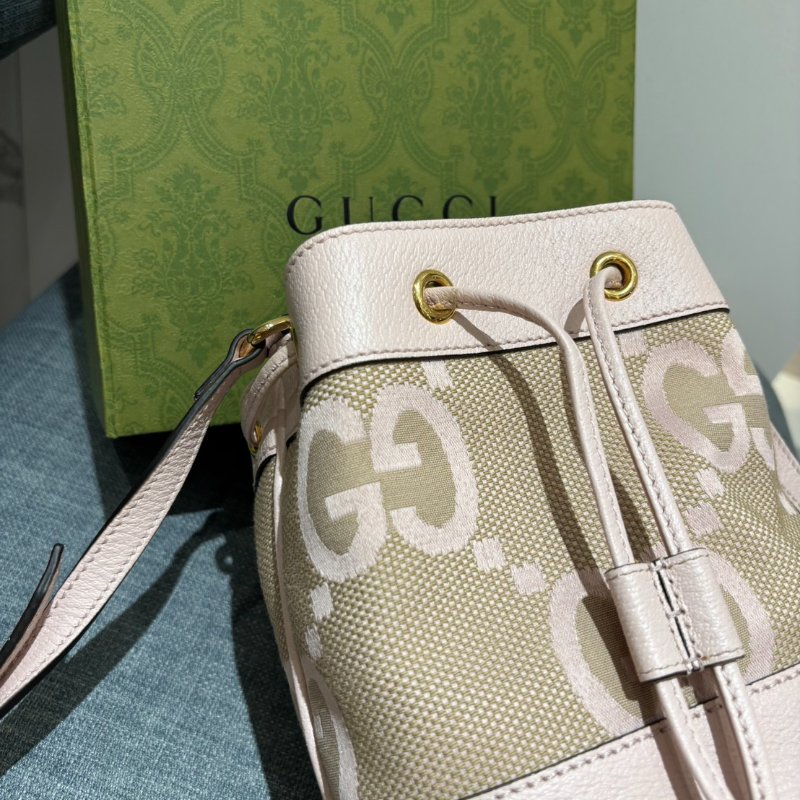 ｛🎀全新未使用 夢幻水桶💫｝*SHIHNA名牌精品* GUCCI  jumbo GG mini 水桶包 （粉色）-2