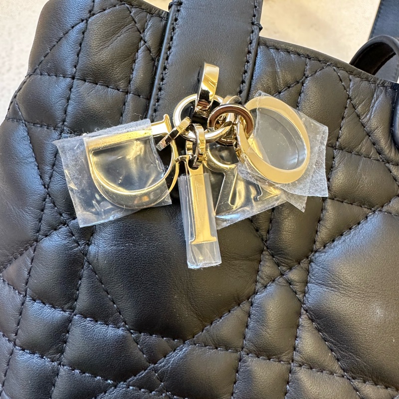 全新迪奧/Dior Toujours系列新款 黑色牛皮字母吊墜托特 土著包 手提包小號-2