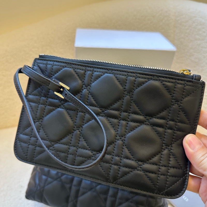 全新迪奧/Dior Toujours系列新款 黑色牛皮字母吊墜托特 土著包 手提包小號-4