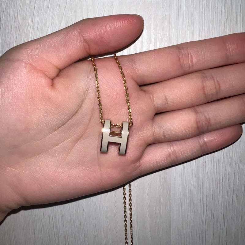 Hermes 愛馬仕 項鍊 奶茶色-1