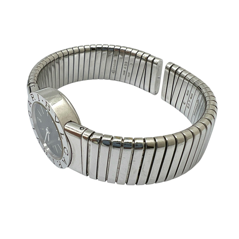 寶格麗 (BVLGARI) BB232TS Tubogas 石英不鏽鋼銀色黑色錶盤女錶-4