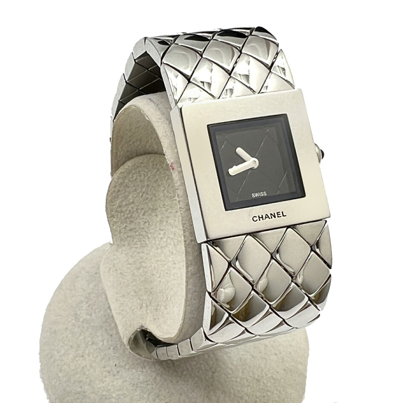 香奈兒 (CHANEL) 絎縫石英腕錶，不鏽鋼錶殼，黑色錶盤，女士款，型號 H0009，黑色/銀色-2