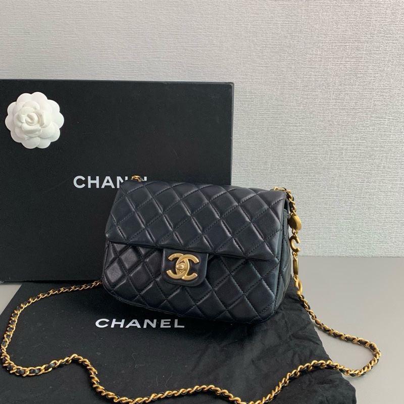 ✨Chanel 黑金羊皮 愛心coco 方胖子晶片款 有購證🖤-2