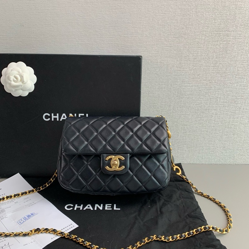 ✨Chanel 黑金羊皮 愛心coco 方胖子晶片款 有購證🖤-6