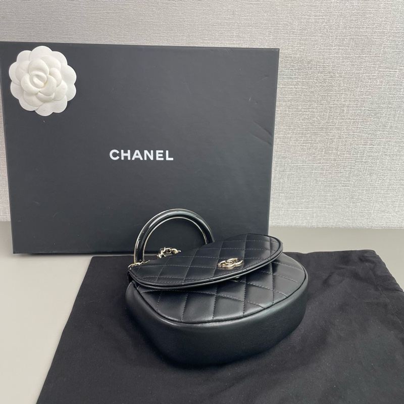 ✨Chanel 黑色羊皮金扣 半圓包 有購證 99新🖤-7