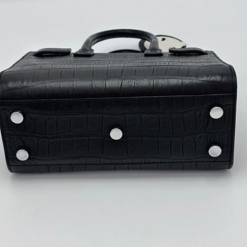 YSL 黑色鰐魚壓紋手提風琴包 22*18*10.5 98新配件:塵袋 鎖鑰匙-3