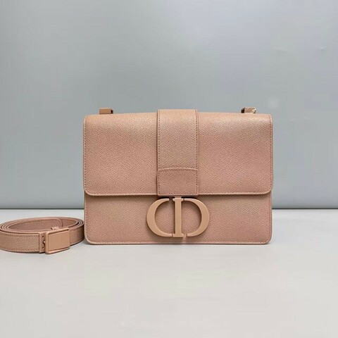 Dior 蒙田30磨砂藕粉色荔枝紋 肩背包斜背包