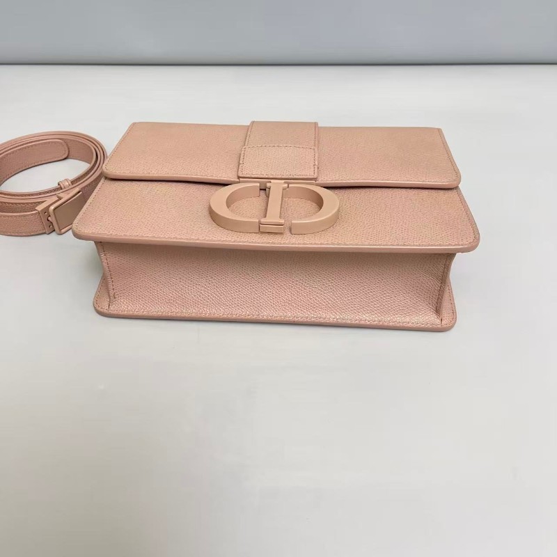 Dior 蒙田30磨砂藕粉色荔枝紋 肩背包斜背包-3