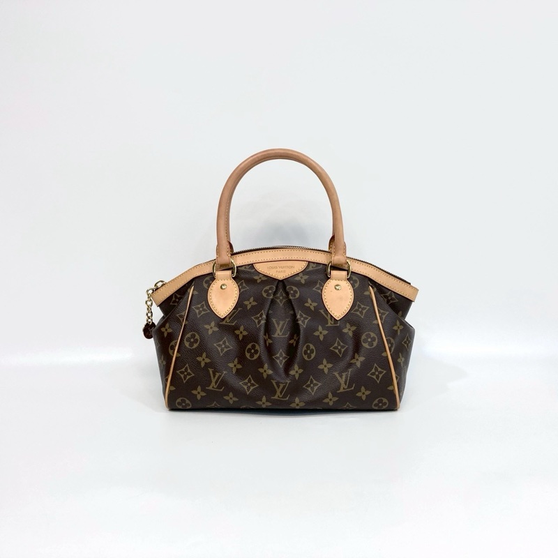 🥨經典路易威登LV原花金釦拉鍊抓皺Tivoli手提水餃包M40143-1