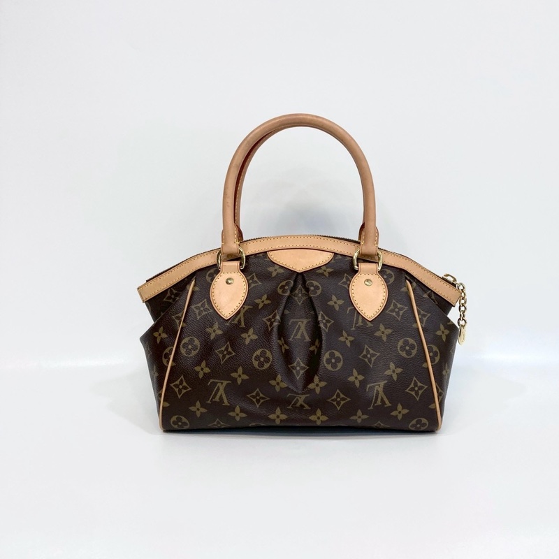 🥨經典路易威登LV原花金釦拉鍊抓皺Tivoli手提水餃包M40143-2