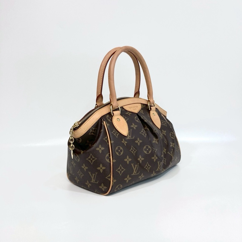 🥨經典路易威登LV原花金釦拉鍊抓皺Tivoli手提水餃包M40143-3