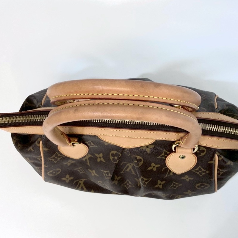 🥨經典路易威登LV原花金釦拉鍊抓皺Tivoli手提水餃包M40143-11