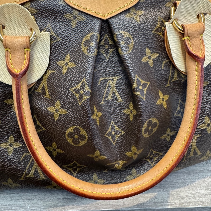 🥨經典路易威登LV原花金釦拉鍊抓皺Tivoli手提水餃包M40143-18