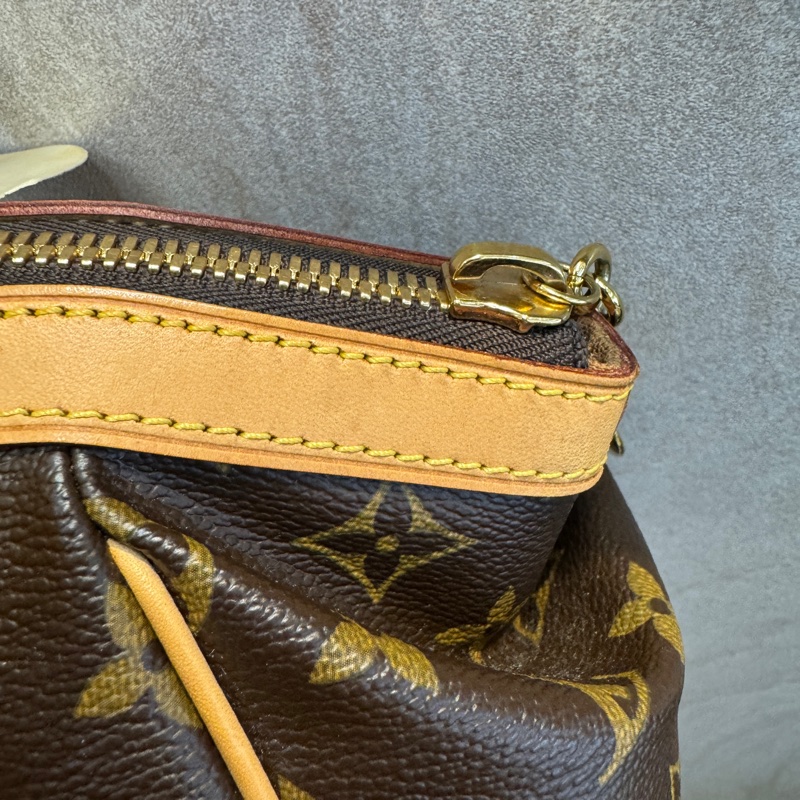 🥨經典路易威登LV原花金釦拉鍊抓皺Tivoli手提水餃包M40143-7