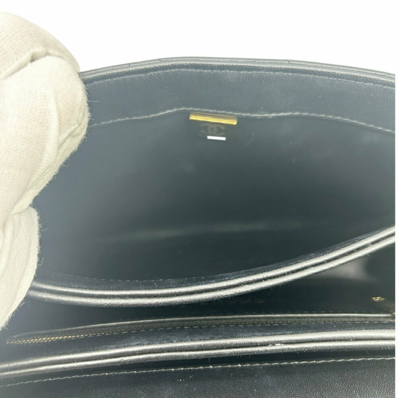 香奈兒 (CHANEL) 黑色香檳金絎縫羊皮 A92236 鏈條單肩背包 CC 女士-6