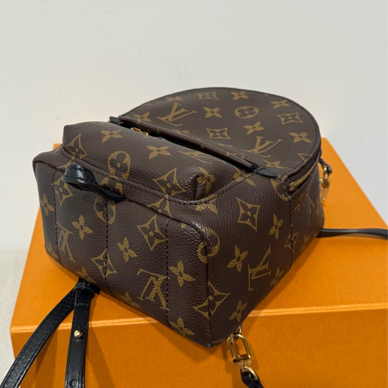 LV Palm Springs新款拉鏈小號老花雙肩小背包-11